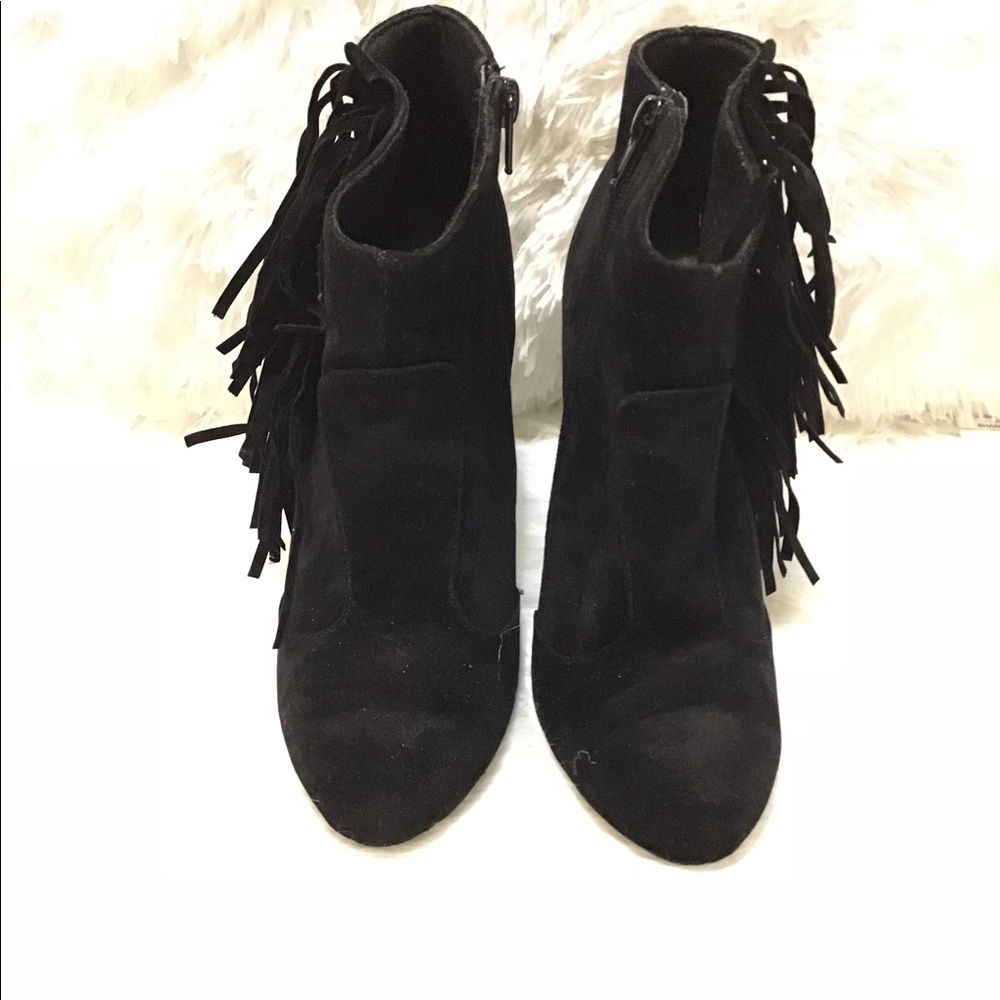 LILIANA BLACK SUEDE FRINGE BOOTIE